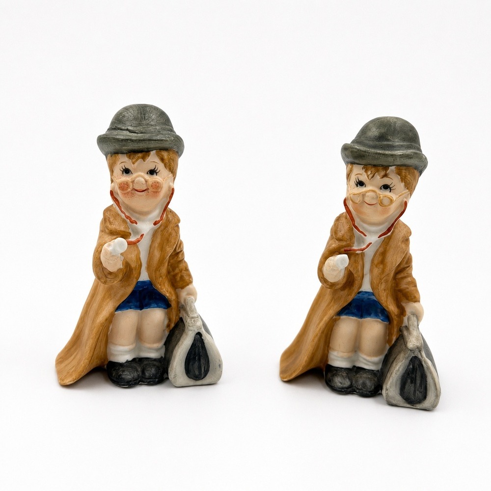 Vintage Arnart Creation Boy Doctor Figurine Pair Hummel Goebel Style Mid Century